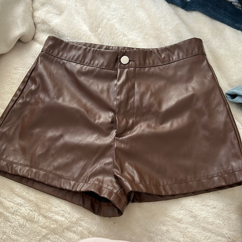 Fake leather barely used shorts